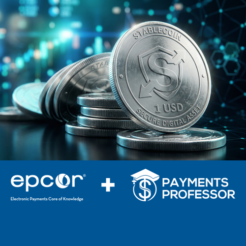 Stablecoins stacked infront of a digital background