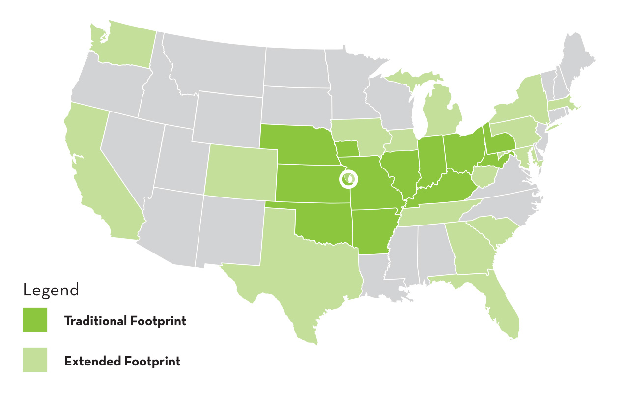 Map of states EPCOR serves